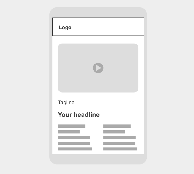 Mobile website wireframe