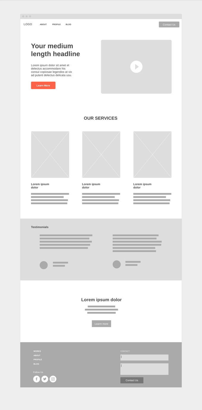 Website wireframe example